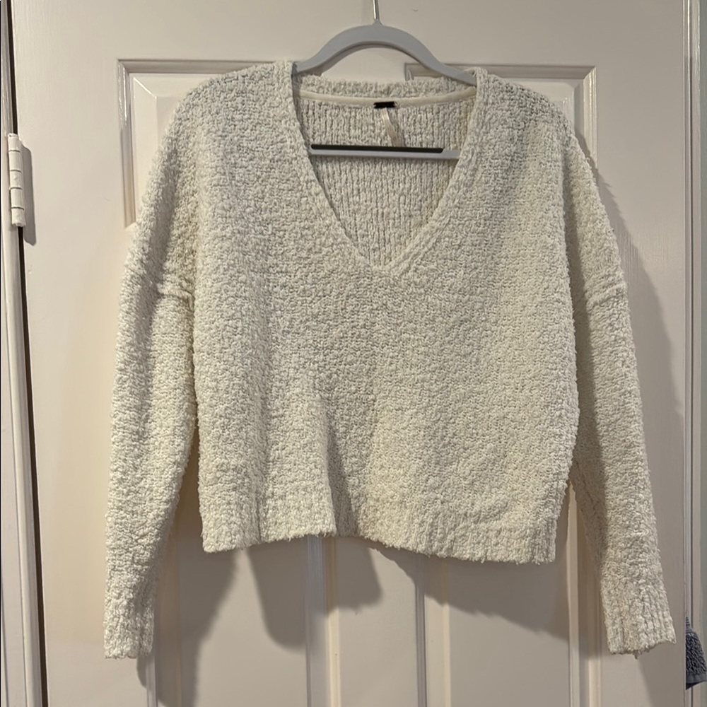 Cozy White V-Neck Sweater